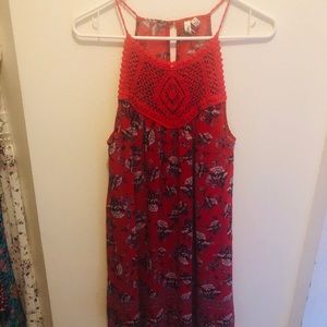 super cute red Floral mini dress